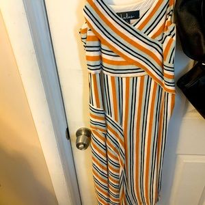Striped asymmetrical dress